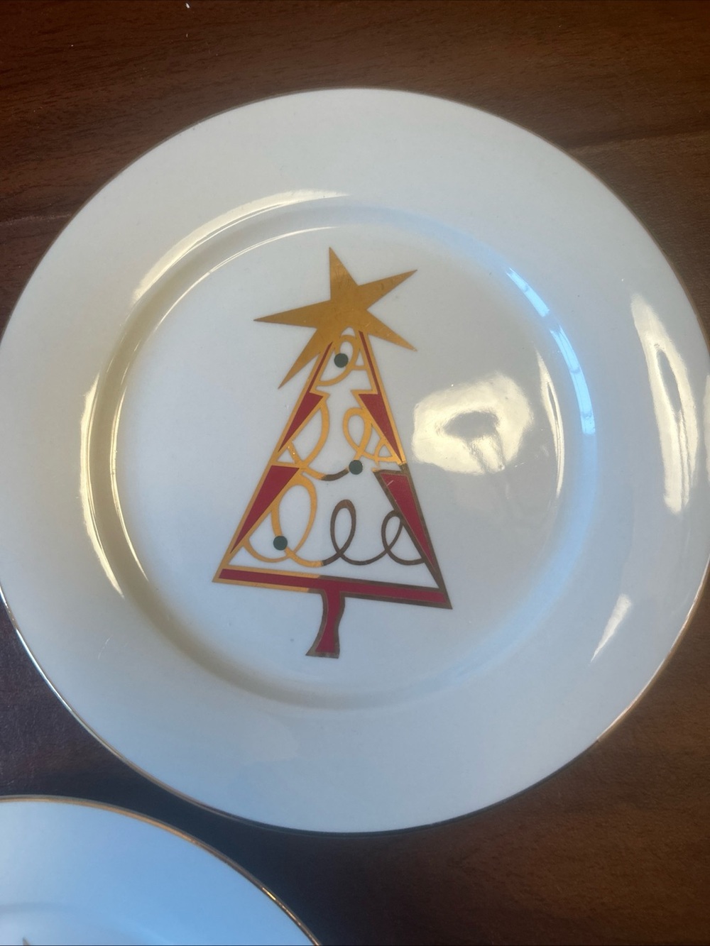Pier 1 Christmas Tree Porcelain Dessert/Salad Plates 7.5" Set of 5 - Picture 4 of 8